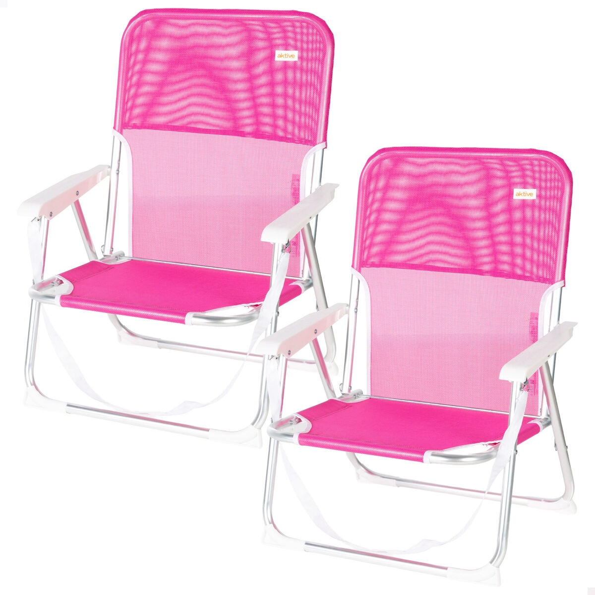 Aktive Set 2 Sillas plegables de playa con asa Fucsia