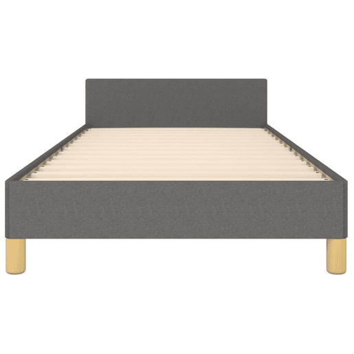Estrutura de cama de solteiro Design c cabeceira tecido 90x190 cm cinza-escuro