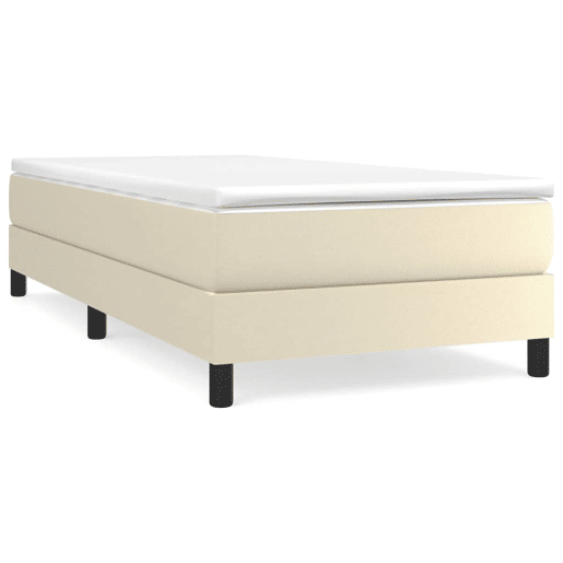 Estrutura de cama de solteiro para adultos com molas 100x200 cm couro artificial cor creme Estrutura de cama de solteiro para adultos com molas 100x200 cm couro artificial cor creme