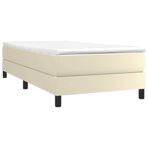 Estrutura de cama de solteiro para adultos com molas 100x200 cm couro artificial cor creme Estrutura de cama de solteiro para adultos com molas 100x200 cm couro artificial cor creme