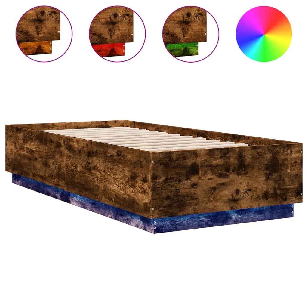Estructura de cama individual para adultos 93x203 Marrón