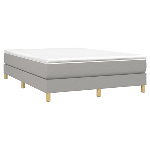 Estrutura de Cama de casal moderno com molas 140x190 cm tecido cinzento-claro