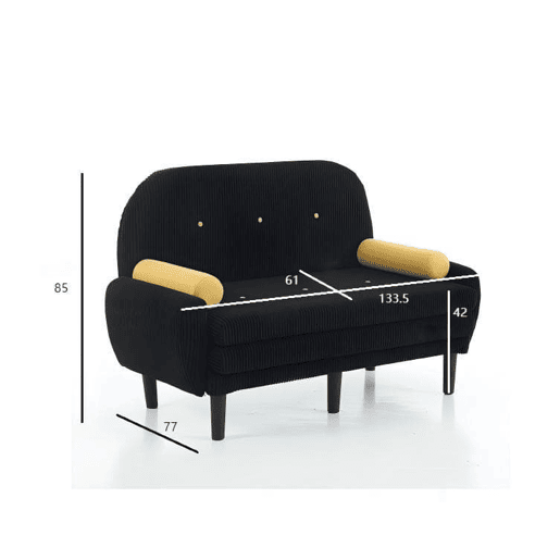 Sofá loveseat de 2 lugares - Daybed e poltrona relax com arrumação - Preto