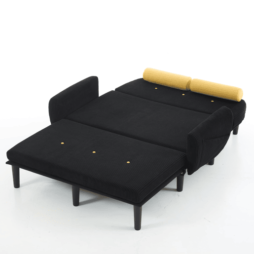 Sofá loveseat de 2 lugares - Daybed e poltrona relax com arrumação - Preto