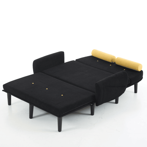 Sofá loveseat de 2 lugares - Daybed e poltrona relax com arrumação - Preto