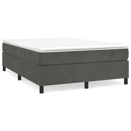 Estrutura de Cama de casal moderno com molas 140x200 cm veludo cinzento-escuro