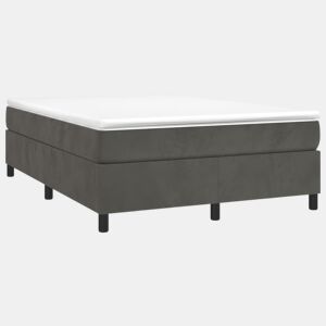Estrutura de Cama de casal moderno com molas 140x200 cm veludo cinzento-escuro