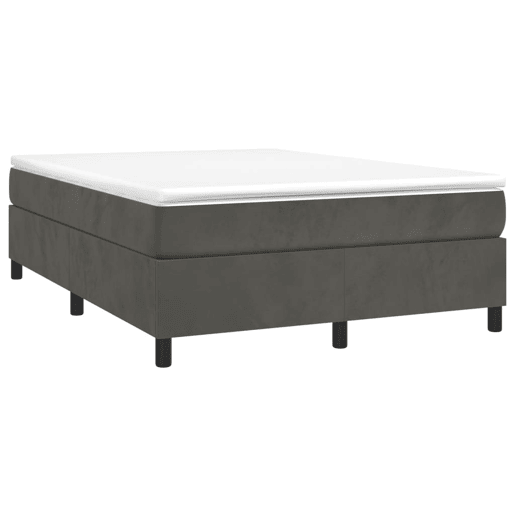 Estrutura de Cama de casal moderno com molas 140x200 cm veludo cinzento-escuro
