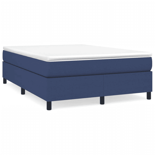 Estrutura de Cama de casal moderno com molas 140x190 cm tecido azul