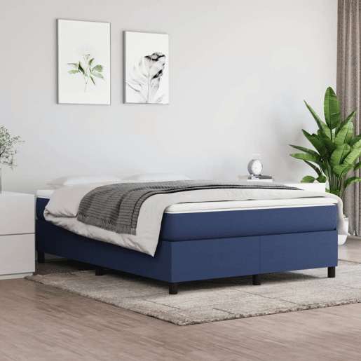 Estrutura de Cama de casal moderno com molas 140x190 cm tecido azul