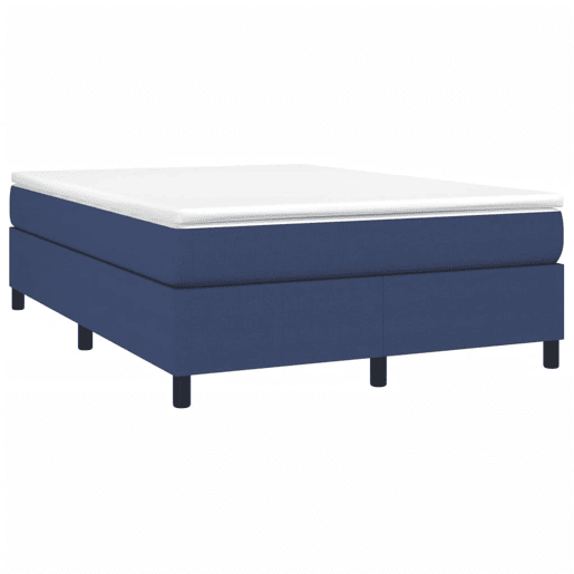 Estrutura de Cama de casal moderno com molas 140x190 cm tecido azul