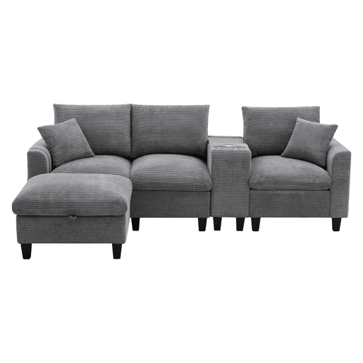 Sofá modular 4 lugares fixa de tecido,cinza Sofá modular 4 lugares fixa de tecido,cinza