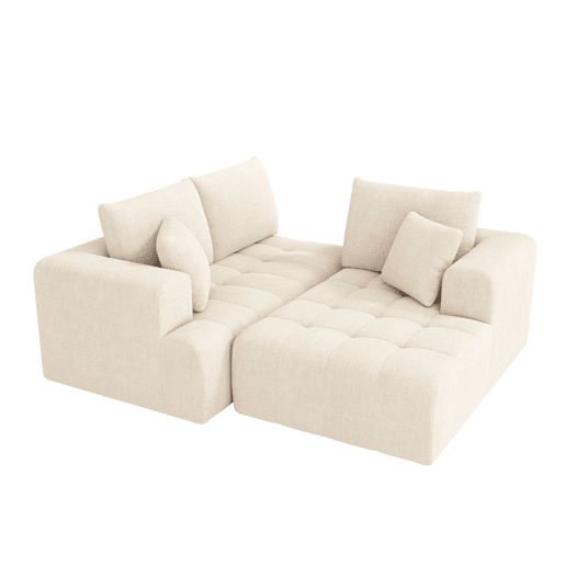 Sofá modular 3 lugares fixa de tecido,bege