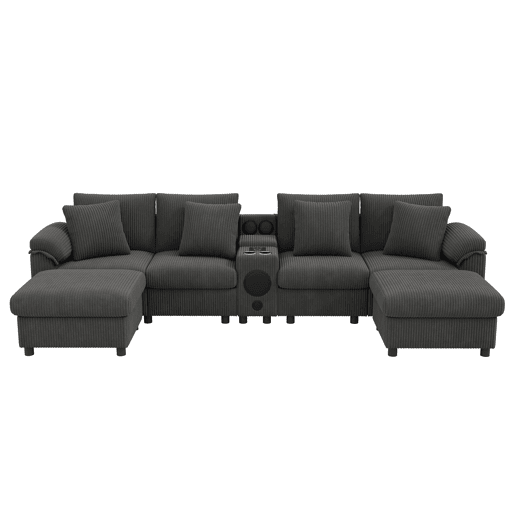Sofá modular 6 lugares fixa de tecido,cinza Sofá modular 6 lugares fixa de tecido,cinza