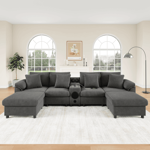 Sofá modular 6 lugares fixa de tecido,cinza Sofá modular 6 lugares fixa de tecido,cinza