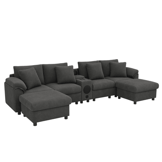 Sofá modular 6 lugares fixa de tecido,cinza Sofá modular 6 lugares fixa de tecido,cinza