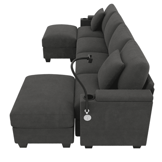 Sofá modular 6 lugares fixa de tecido,cinza