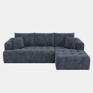 Sofá modular 3 lugares fixa de tecido,azul