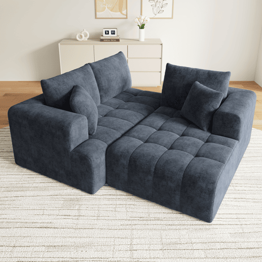 Sofá modular 3 lugares fixa de tecido,azul Sofá modular 3 lugares fixa de tecido,azul