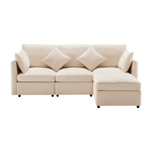 Sofá modular 4 lugares fixa de tecido,bege Sofá modular 4 lugares fixa de tecido,bege