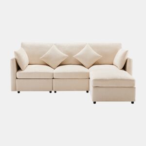 Sofá modular 4 lugares fixa de tecido,bege