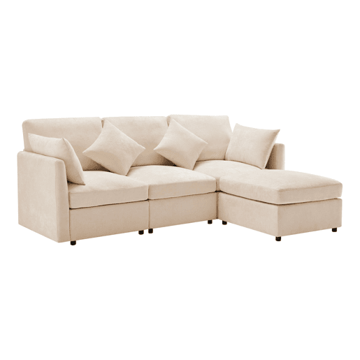 Sofá modular 4 lugares fixa de tecido,bege Sofá modular 4 lugares fixa de tecido,bege