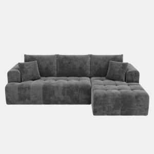 Sofá modular 3 lugares fixa de tecido,cinza