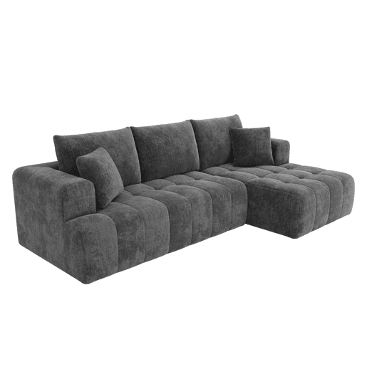 Sofá modular 3 lugares fixa de tecido,cinza