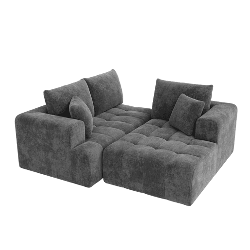 Sofá modular 3 lugares fixa de tecido,cinza