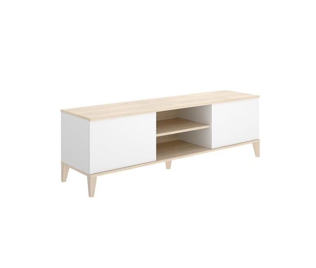 Mueble de tv boston 2 puertas con 2 compartimentos blanco/natural 48,1x150x40 cm