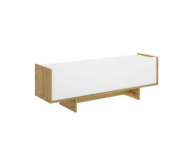 Mueble de TV Ka puerta abatible blanco/natural 49,6x150x30,3 cm