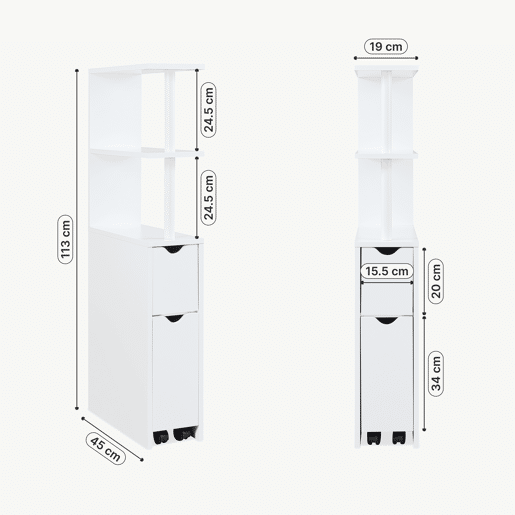 Estante de nicho Fadeskimma com gaveta e 3 prateleiras 113x19x45 cm Branco en.casa
