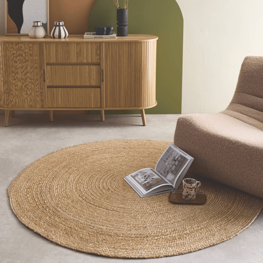 Tapete redondo de juta natural Natural - 160x160x1 cm Tapete redondo de juta natural Natural - 160x160x1 cm