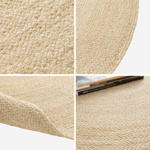 Tapete redondo de juta natural Natural - 160x160x1 cm Tapete redondo de juta natural Natural - 160x160x1 cm