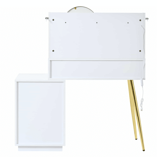 Penteadeira 112x40x116 cm - com espelho LED giratório e 4 gavetas amplas - Branco