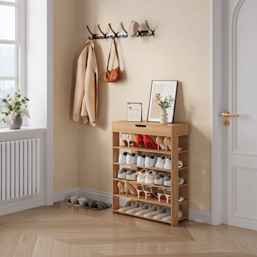 Sapateira Boppeelo com gaveta 94x75x30 cm Carvalho Sonoma en.casa