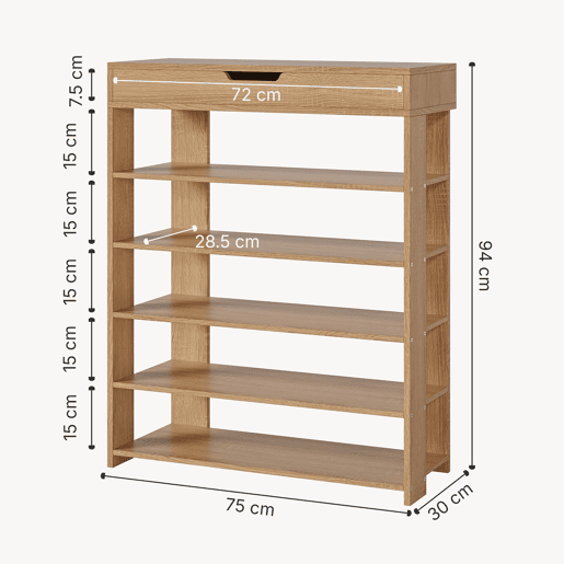 Sapateira Boppeelo com gaveta 94x75x30 cm Carvalho Sonoma en.casa