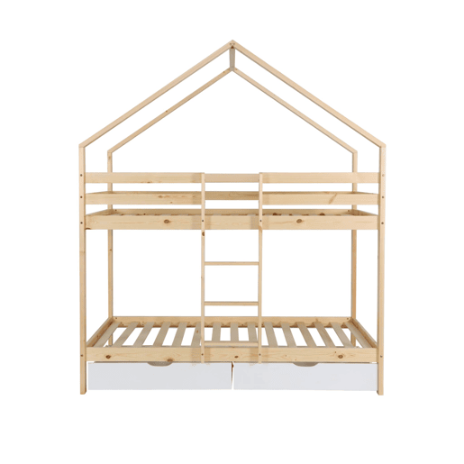 Cama infantil em beliche, 90 x 190 cm madeira de pinho natural com gavetas de arrumação Branco - 223x199x96 cm Cama infantil em beliche, 90 x 190 cm madeira de pinho natural com gavetas de arrumação Branco - 223x199x96 cm