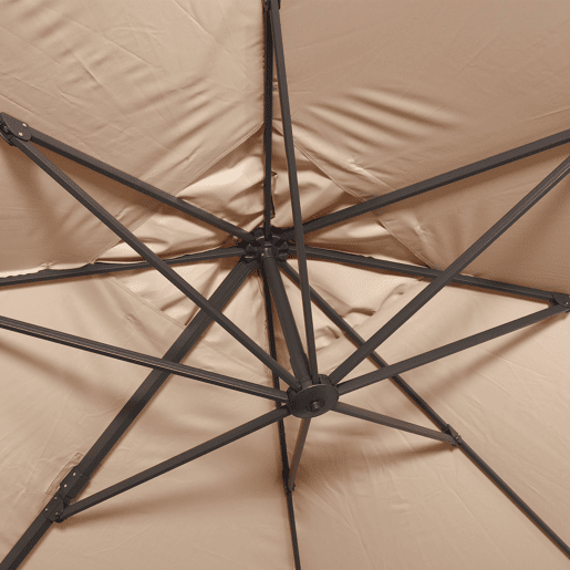 Guarda-sol retangular excêntrico, 3x4m + base com peso 50x50cm Bege - 200x200x225 cm