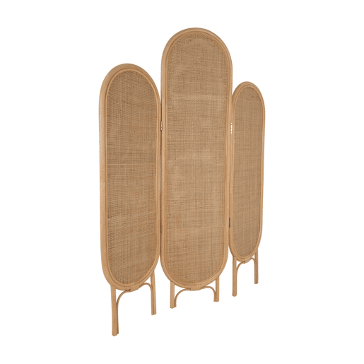 Biombo dobrável interno em ratan e cana, Kaolin, Natural, 126.5x3x160 cm