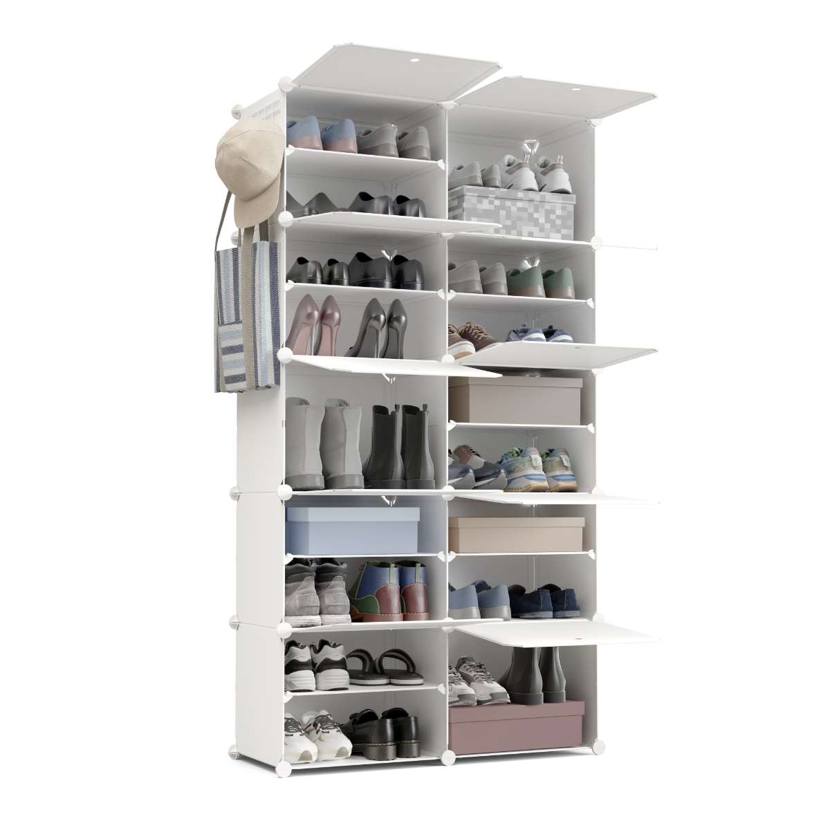 Zapateros cube c10 newlux blanco 10 compartimentos, 40 pares (83x32x155cm)
