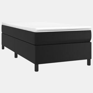 Estrutura de cama de solteiro para adultos com molas 90x200 cm couro artificial preto