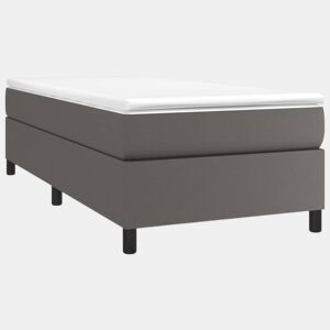 Estrutura de cama de solteiro para adultos com molas 90x200 cm couro artificial cinzento