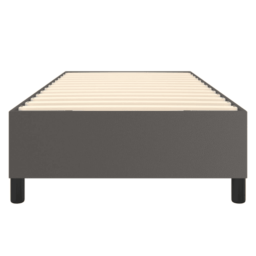 Estrutura de cama de solteiro para adultos com molas 90x200 cm couro artificial cinzento