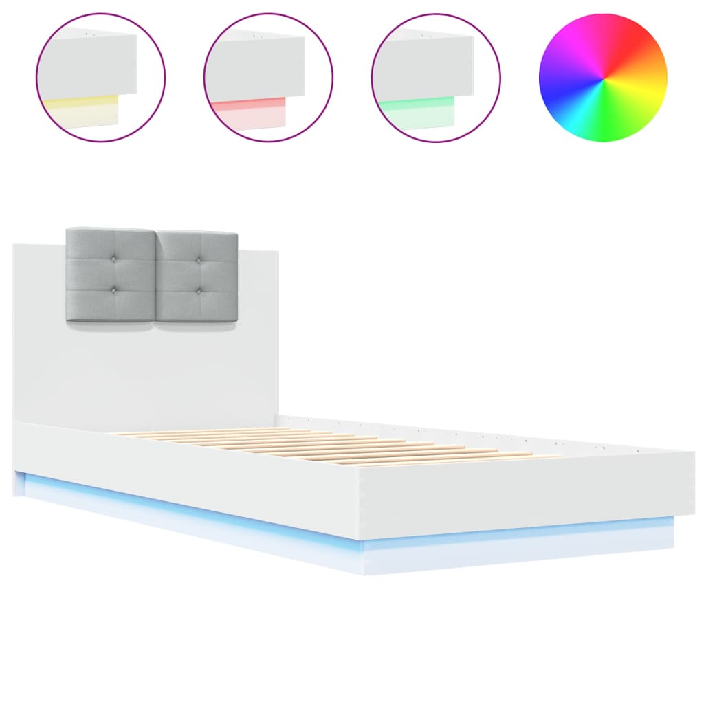 Estructura de cama individual para adultos 93x204 Blanco