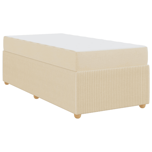 Estrutura de cama de solteiro para adultos com colchão Creme 90 x 190 cm tecido