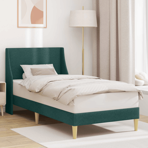 Estrutura de cama de solteiro para adultos - Verde Escuro 100 x 200 cm tecido