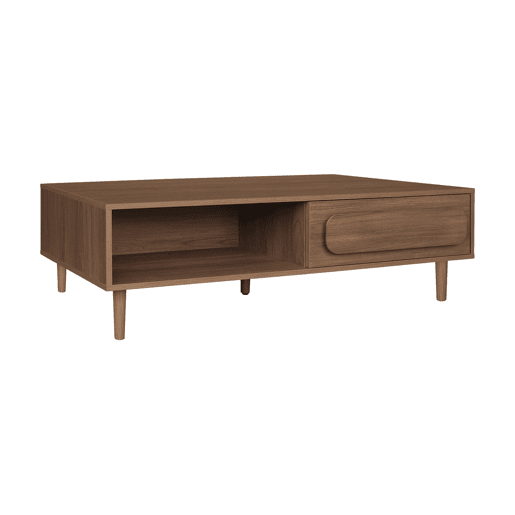 Mesa de centro vintage efeito madeira 1 gaveta, Juliana, Madeira de nogueira, 120x55x38 cm
