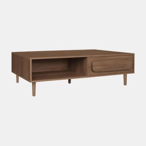 Mesa de centro vintage efeito madeira 1 gaveta, Juliana, Madeira de nogueira, 120x55x38 cm