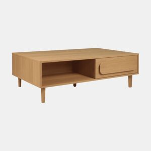 Mesa de centro vintage efeito madeira 1 gaveta, Juliana, Carvalho, 120x55x38 cm